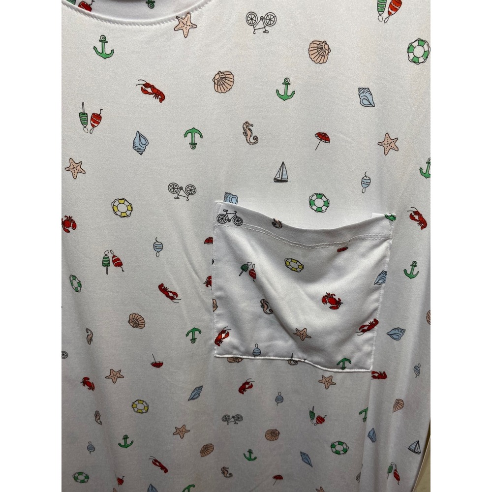 Joyspun Women Sleepshirt L/XL White Nautical Lobster Crab Shell Pocket Nightgown - Picture 2 of 5